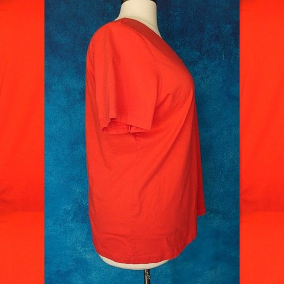 Woman Within Coral V Neck Tee Size 1X or 22/24 - Picture 6 of 8
